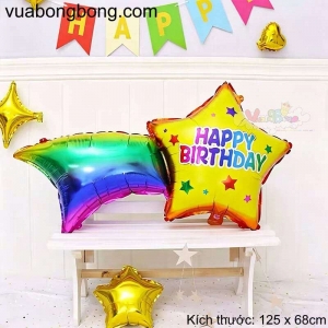 Bong bóng ngôi sao đuôi cầu vồng HAPPY BIRTHDAY